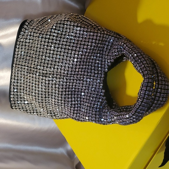 Silver Ombre Luxury Designer Style Rhinestones Top Handle Bag - Picture 7 of 9